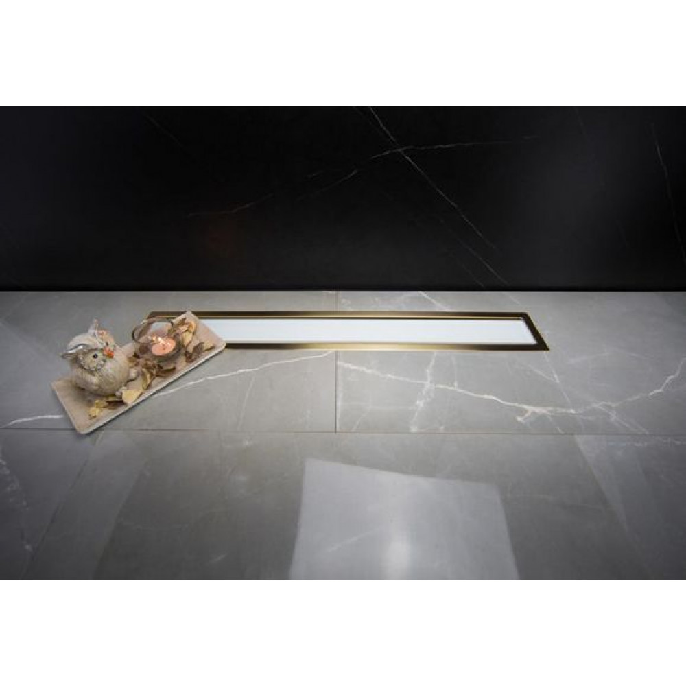 Душевой лоток Pestan Confluo Premium Line 550 White Glass Gold, 12*55 см, золото/белый (13100121)