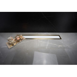 Душевой лоток Pestan Confluo Premium Line 550 White Glass Gold, 12*55 см, золото/белый (13100121)