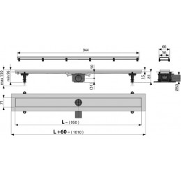 Душевой лоток Alcadrain Fit&Go 950 с двухсторонней решеткой хром (AG071401950)