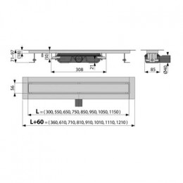 Душевой лоток Alcadrain без порогов, с решеткой под кладку плитки (APZ115-650)