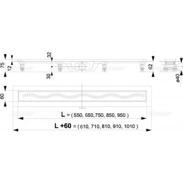 Душевой лоток Alcadrain Simple с решеткой, хром (AG100101850)