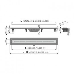 Душевой лоток Alcadrain с порогами из нержавеющей стали для перфорированной решетки (APZ18-950M)