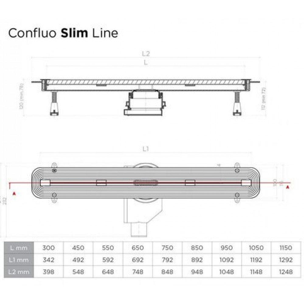 Душевой лоток Pestan Confluo Slim Line 850