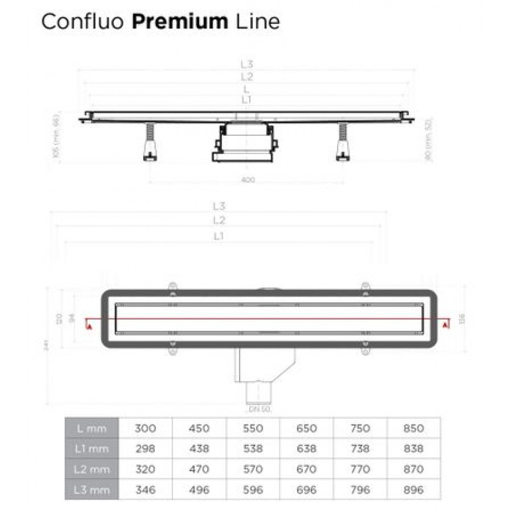 Душевой лоток Pestan Confluo Premium Line 300