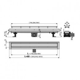 Душевой лоток Alcadrain Fit and Go Wall полый под плитку, с решеткой хром (APZ23-DOUBLE9-850)