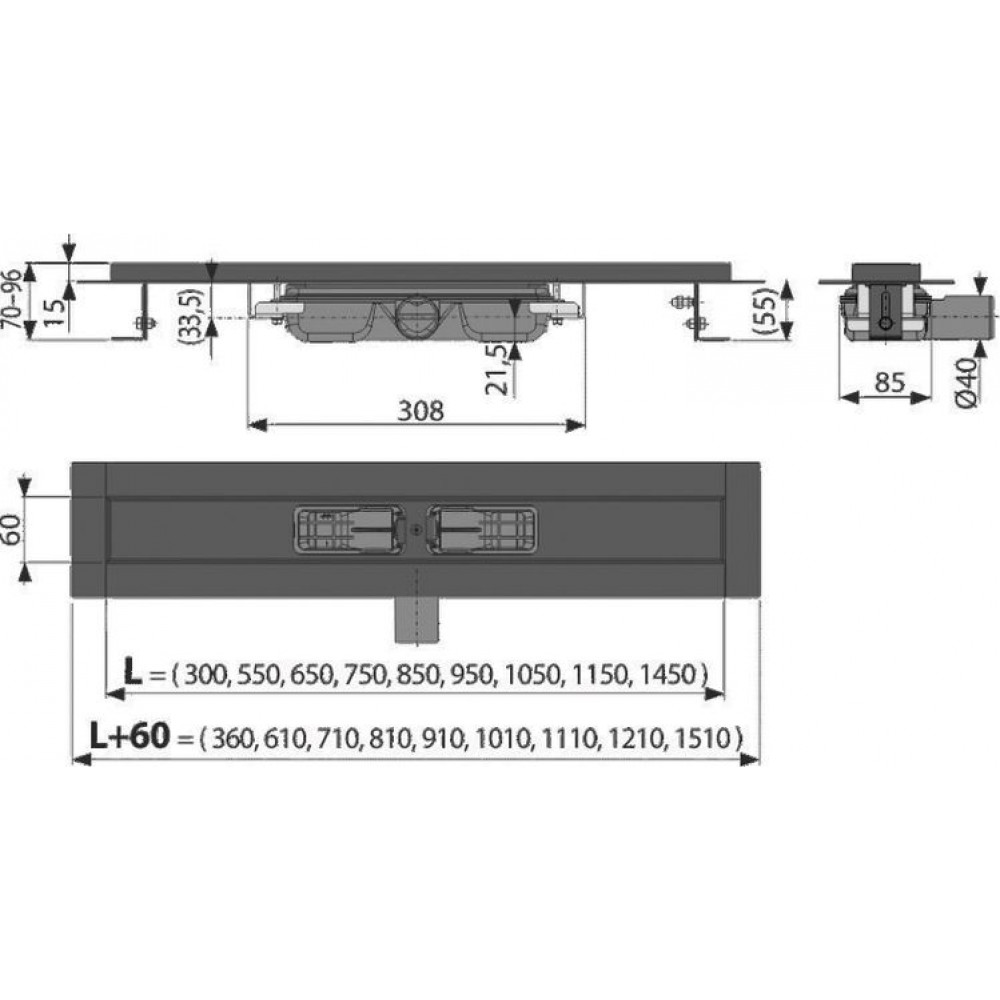 Душевой лоток Alcadrain Low без решетки (APZ101BLACK-1050)