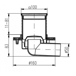 Душевой трап AZARIO D50 пластиковый, боковой слив, с решеткой SUN 10х10см (AZ-411 L)