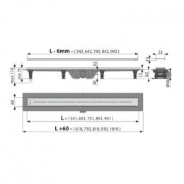 Душевой лоток Alcadrain с порогами из нержавеющей стали для перфорированной решетки (APZ18-750M)