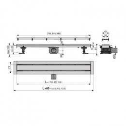 Душевой лоток Alcadrain Fit&Go с двухсторонней решеткой (APZ13-DOUBLE9-750)