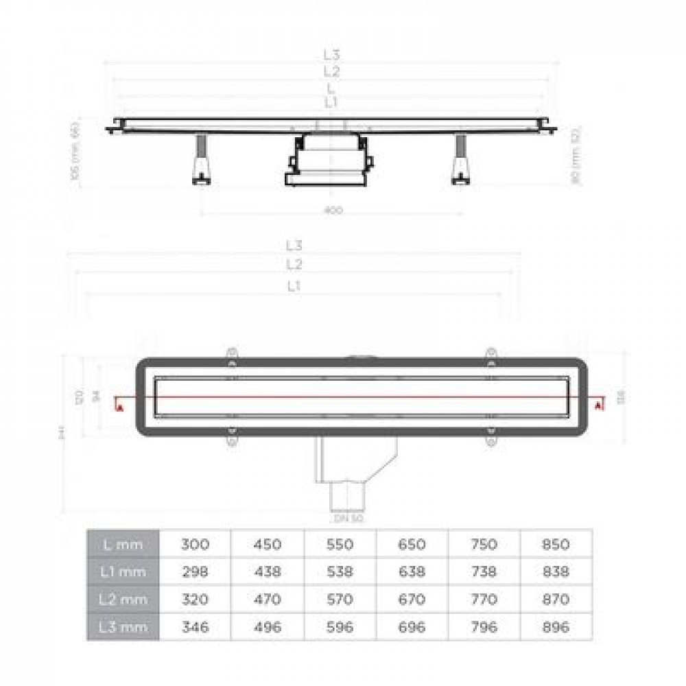 Душевой лоток Pestan Confluo Premium Black Glass Line 450	 (13000291)