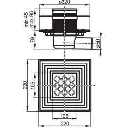 Душевой трап Ravak SN501 с решеткой, хром (X01435)