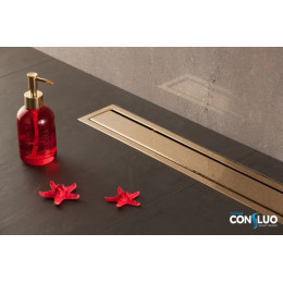 Душевой лоток Pestan Confluo Premium Line 550, 55*12 см, с рамкой, золото (13100052)