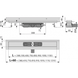 Душевой лоток Alcadrain Wall Low без решетки (APZ116-850)
