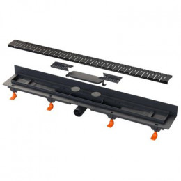 Душевой лоток AZARIO D40 Medium 450 мм, боковой слив, пластиковый, перфорированная решетка, черный (AZ-CH 450 MC)