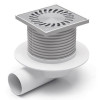 Душевой трап AZARIO DN50 12,2х12,2см, пластиковый, горизонтальный слив, универсальный, решетка из нержавеющей стали (AZ-425 X L)