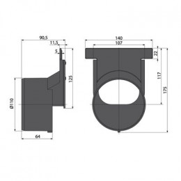 Торцевая редукция Alcadrain для подключения к канализационному стоку Ø110