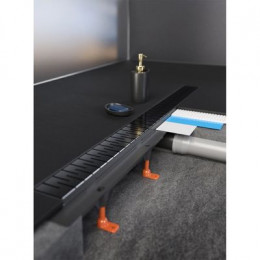 Душевой лоток AZARIO D50 Medium 650 мм, боковой слив, пластиковый, перфорированная решетка, черный (AZ-CH 650/50 MC)