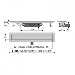 Душевой лоток Alcadrain, без порогов, с решеткой под кладку плитки (APZ115-750)