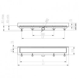 Душевой лоток AZARIO D40 Klasik 650 мм пристенный, боковой слив, пластиковый, рамка и решетка из нержавеющей стали (AZ-CH 650 KN2)