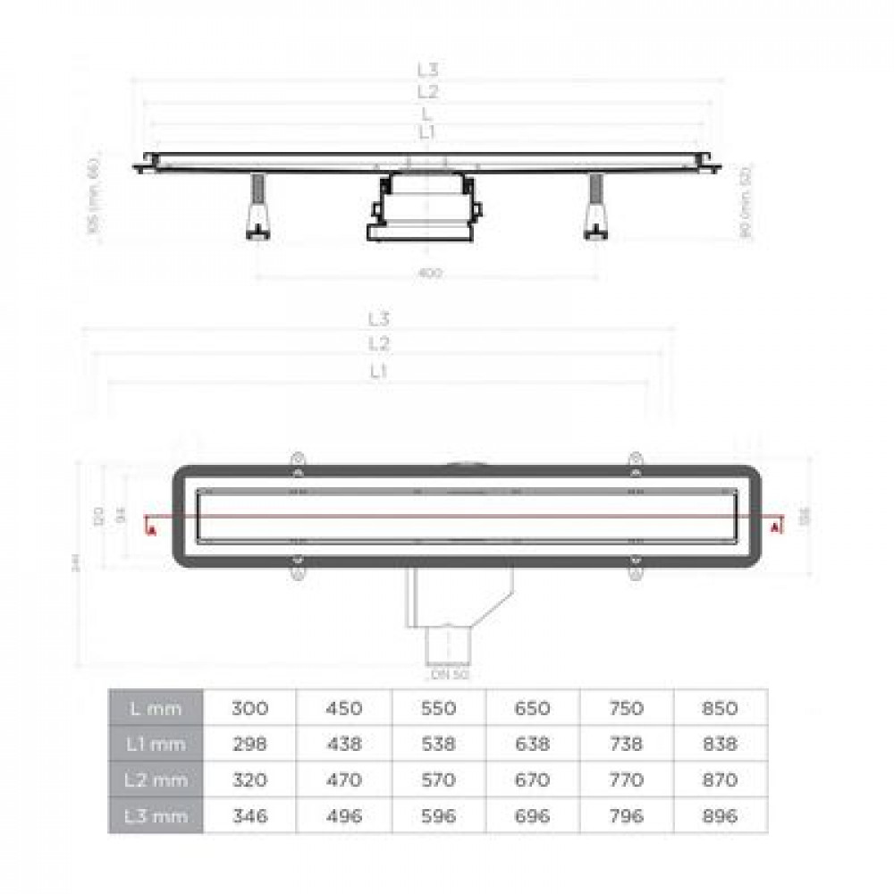 Душевой лоток Pestan Confluo Premium Black Glass Line 750	 (13000294)