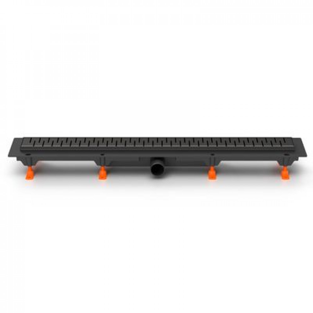 Душевой лоток AZARIO D50 Medium 650 мм, боковой слив, пластиковый, перфорированная решетка, черный (AZ-CH 650/50 MC)