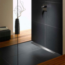 Душевой лоток AZARIO D40 Klasik 650 мм пристенный, боковой слив, пластиковый, рамка и решетка из нержавеющей стали (AZ-CH 650 KN2)