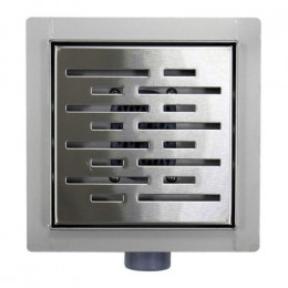 Трап для душа AZARIO 150х150 металлический, поворотный сифон 360°, перфорированная решетка, горизонтальный выпуск (AZZ3150)