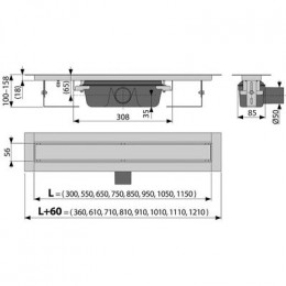 Душевой лоток Alcaplast Marble с решеткой под плитку ( APZ15S-950)