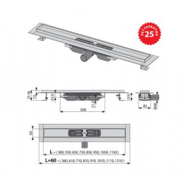 Душевой лоток Alcadrain Low без решетки (APZ101-1050)