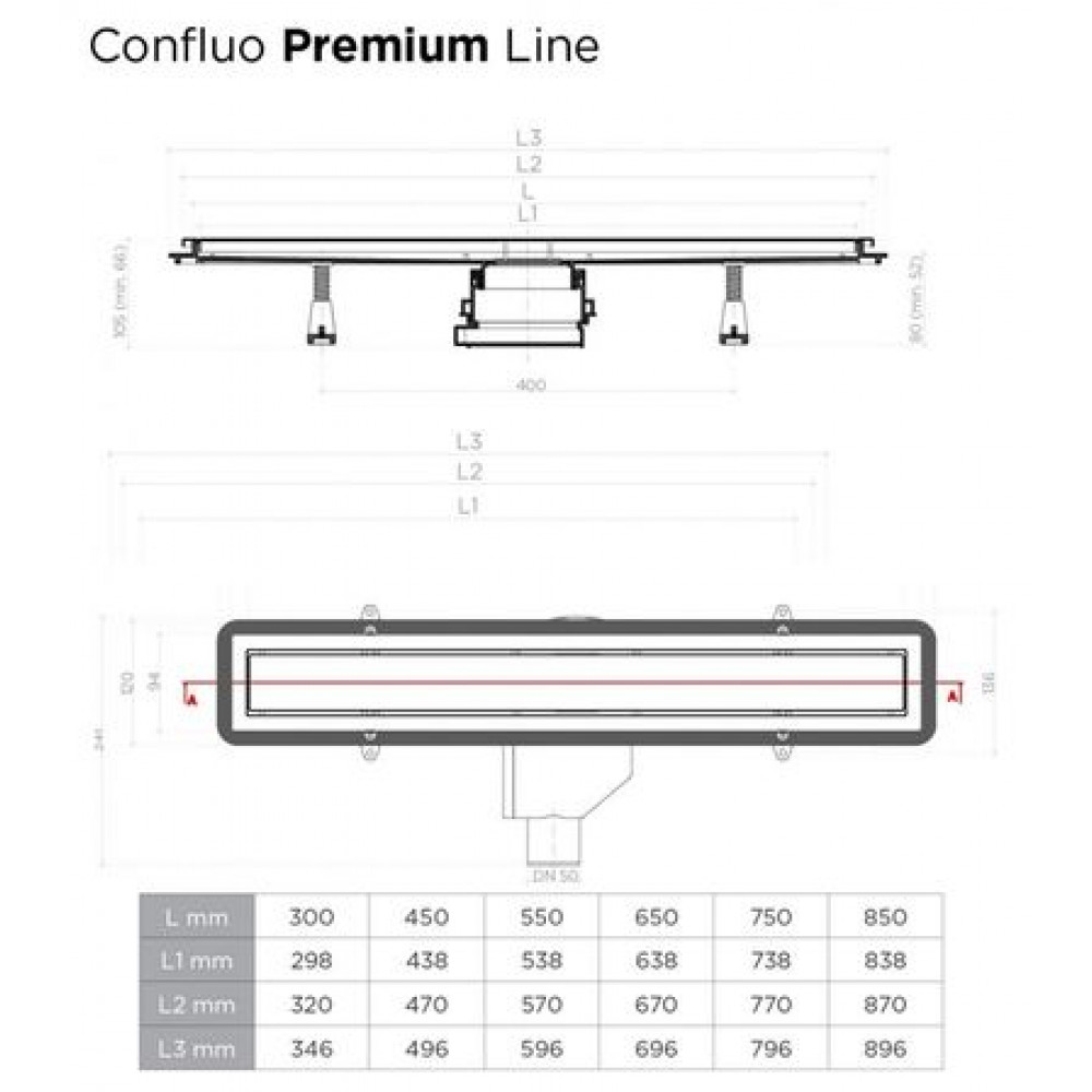 Душевой лоток Pestan Confluo Premium White Glass Line 850 13000285