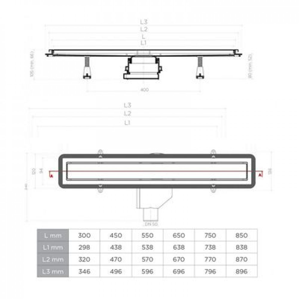Душевой лоток Pestan Confluo Premium Line 450  (13100002)