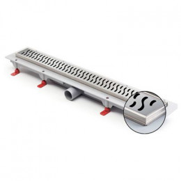 Душевой лоток AZARIO D40 Harmony 450 мм, боковой слив, пластиковый, перфорированная решетка, рамка из нержавеющей стали (AZ-CH 450 HN)