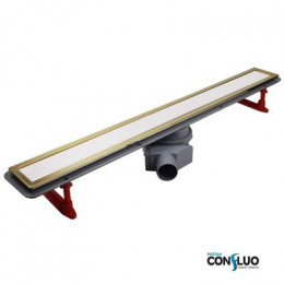 Душевой лоток Pestan Confluo Premium Line 550 White Glass Gold, 12*55 см, золото/белый (13100121)