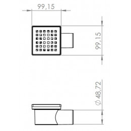 Душевой трап LORANTO LINE 100x100 боковой сток, решетка из нержавеющей стали, гидрозатвор сухой (3012.0Y050K.010.1)