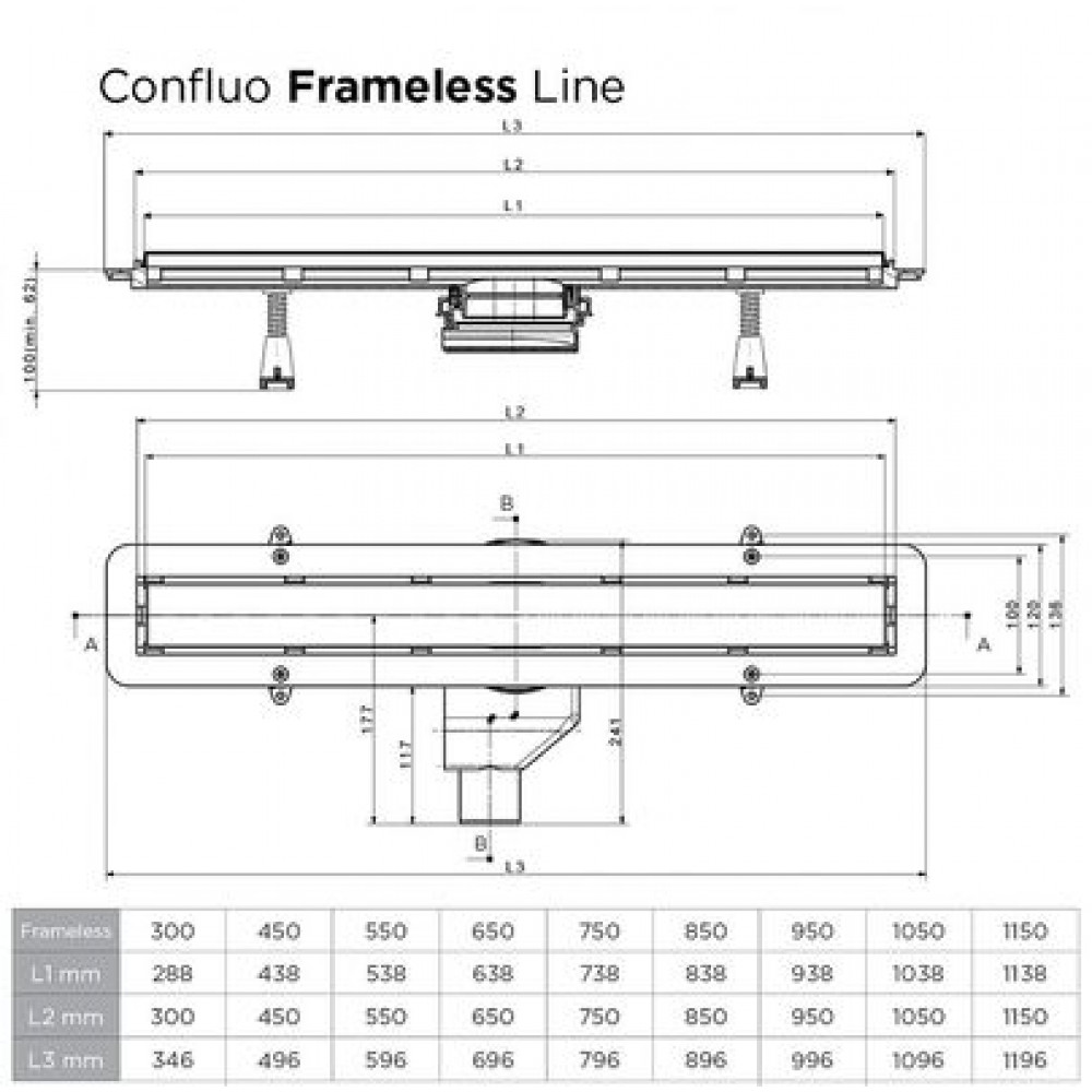 Душевой лоток Pestan Confluo Frameless Line 750 Black Matte с решеткой Черный матовый / полая под плитку (13701321)