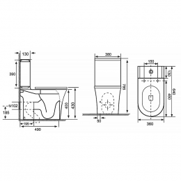 Унитаз-компакт Azario Vois 380х640х785 напольный, безободковый, в комплекте с быстросъемным сиденьем микролифт (AZ-1343В)