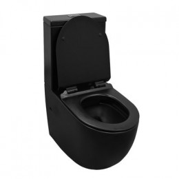 Унитаз-компакт Azario CORSA 380х630х830 напольный, безободковый, в комплекте с быстросъемным сиденьем микролифт, черный матовый (AZ-2062S-MB)