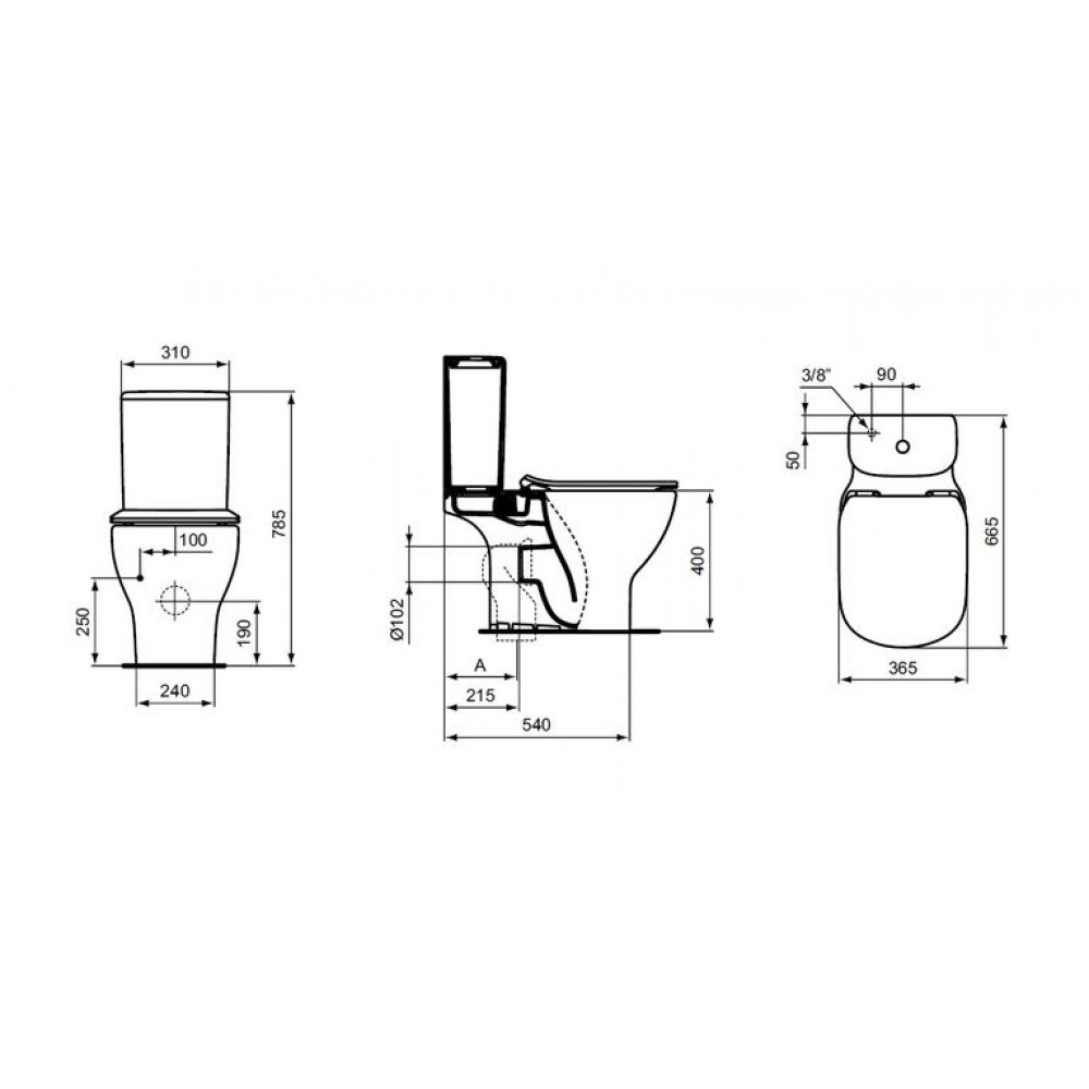 Чаша унитаза Ideal Standard Tesi напольный, без бачка, без сиденья, белый (T008701)