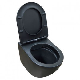 Унитаз подвесной Azario Gloria 480х370х360 безободковый, с сиденьем микролифт, чёрный матовый (AZ-2003MB)