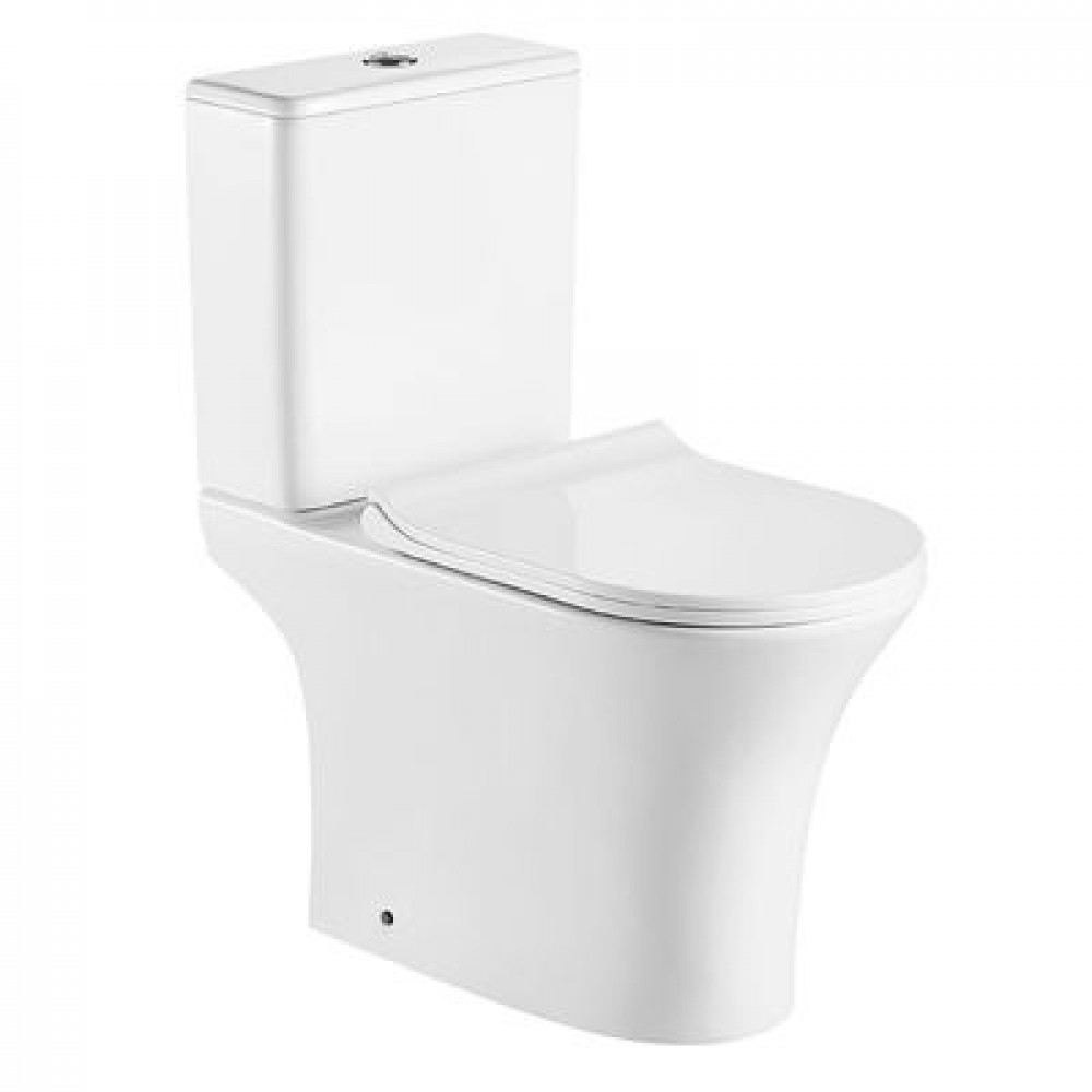 Унитаз-компакт AZARIO FRETTA ROUND 650x340x790 напольный, безободковый в комплекте с бачком и сиденьем микролифт (AZ-7121)