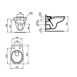 Унитаз подвесной Ideal Standard Eurovit безободковый, с сиденьем микролифт (K881201)