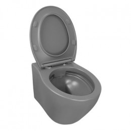 Унитаз подвесной Azario Keras 370х520х360 безободковый, с быстросъемным сиденьем микролифт, серый матовый (AZ-99046G)