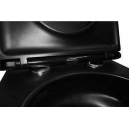 Унитаз подвесной Azario Teramo 490х345х355 безободковый, слив Торнадо, быстросъемное сиденье микролифт, черный матовый (AZ-0052-UQ1MB)