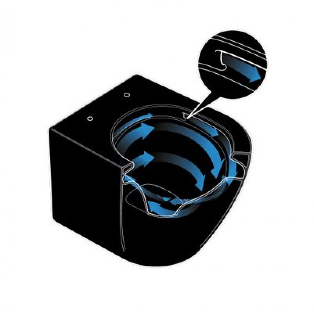 Унитаз подвесной Azario Grado 370х490х360 безободковый, система антивсплеск (Торнадо), с быстросъемным сиденьем микролифт, черный матовый (AZ-0046-UQ1-MB)
