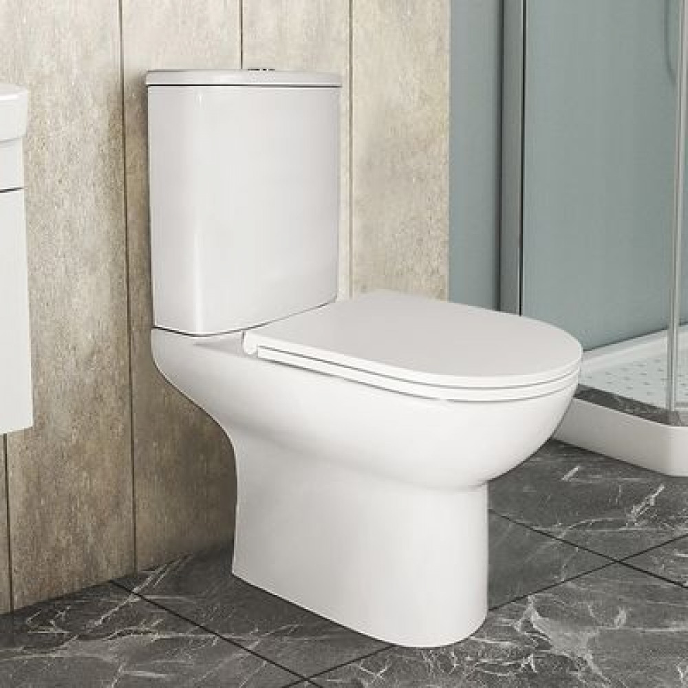 Унитаз-компакт Azario Kano 370х630х800 напольный, безободковый, в комплекте с быстросъемным сиденьем микролифт (93590)