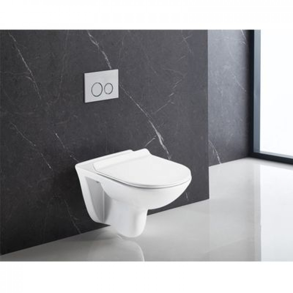 Унитаз подвесной Azario Pavia 530х355х360 безободковый, с ультратонким сидением микролифт (AZ-2142)
