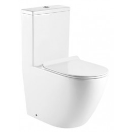 Унитаз-моноблок AZARIO MORANO 680x370х830 напольный, безободковый, в комплекте со смывным механизмом Geberit и сиденьем дюропласт микролифт (AZ-1001-G)