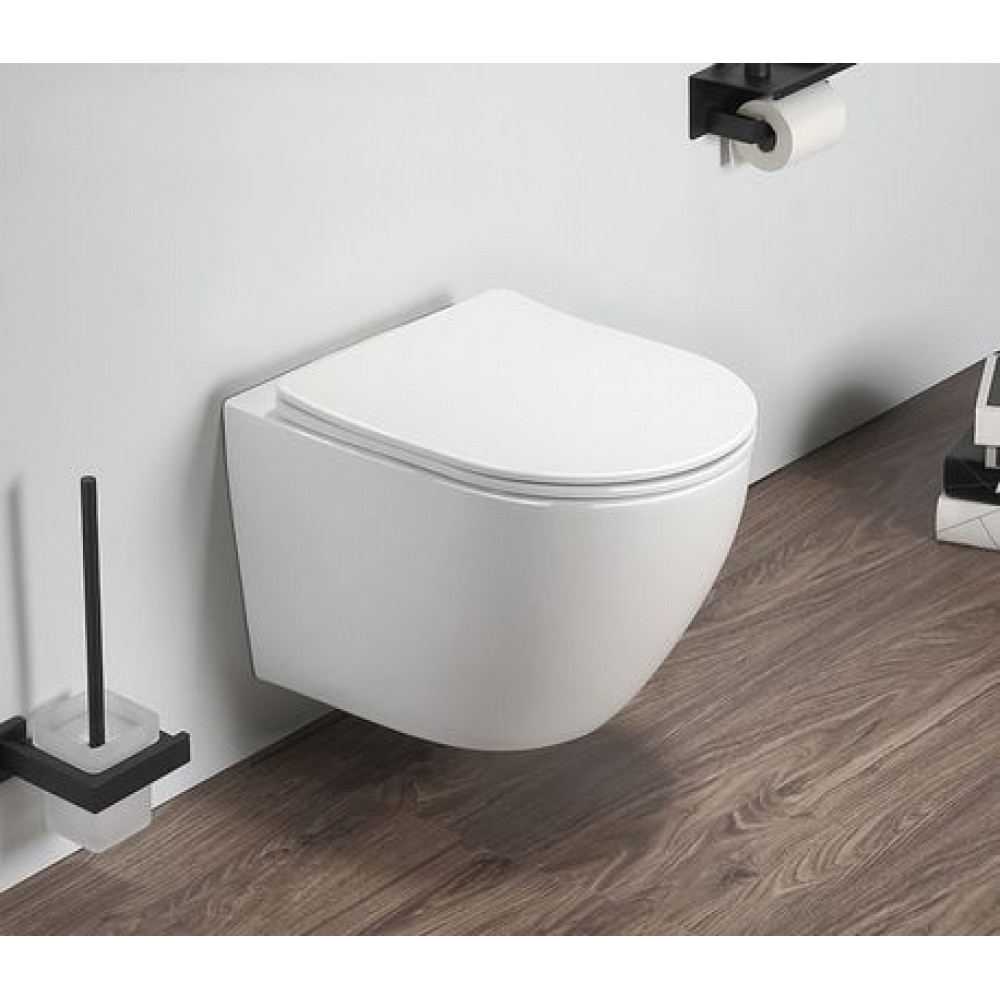 Унитаз подвесной Azario Grado 490х370х370 безободковый, в комплекте с сидением микролифт, белый (AZ-0046 SP)