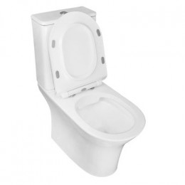 Унитаз-компакт Azario FRETTA ROUND 650х340х770 напольный, безободковый с бачком и сиденьем микролифт (AZ-1217 + AZ-1216)