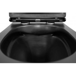 Унитаз подвесной Azario Grado 490х370х360 безободковый с сиденьем микролифт, черный матовый (AZ-0046-MB)